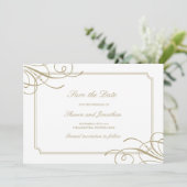 Classic Goud Lijst Luxe bruiloft Save The Date (Staand voorkant)