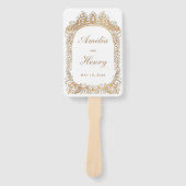 Classic Goud Lijst Rand Wit Bruiloft Handwaaier (Voorkant)