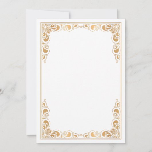 Classic Goud Lijst Wit Islamitisch Moslim Bruiloft Kaart (Achterkant)