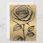 Classic Goud Zwart Roos bruiloft uitnodigingen (Achterkant)