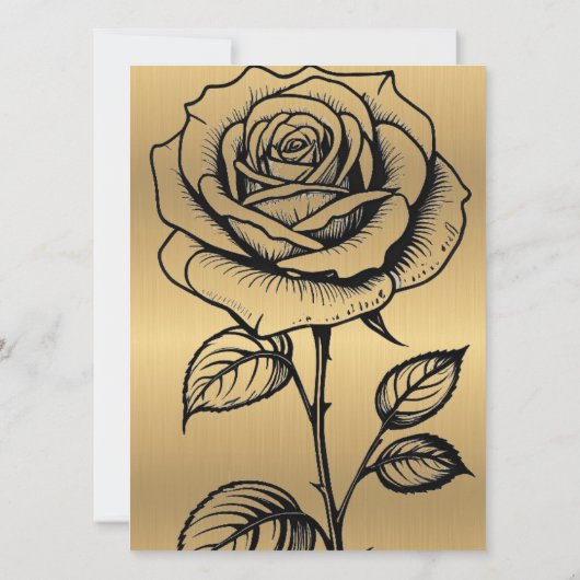 Classic Goud Zwart Roos bruiloft uitnodigingen (Achterkant)