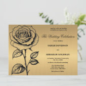 Classic Goud Zwart Roos bruiloft uitnodigingen (Staand voorkant)