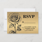 Classic Goud Zwart Roos RSVP Behuizing Kaarten (Voorkant)