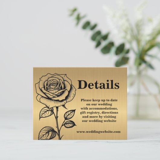 Classic Goud Zwart Roos Website Behuizing Kaarten (Staand voorkant)