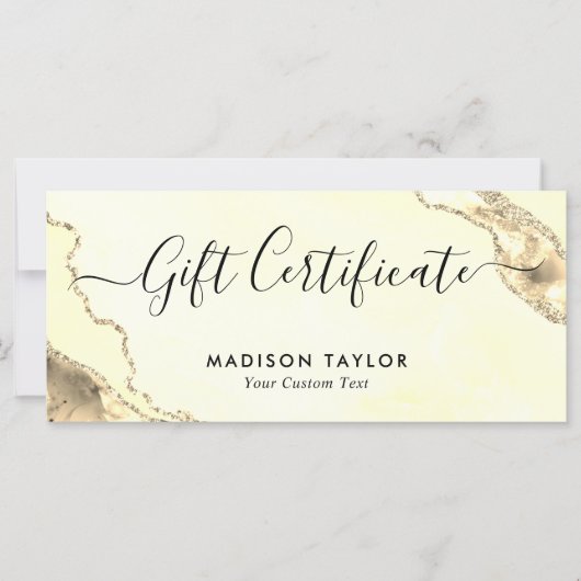 Classic Gouden Agaat Certificaat Gift Kaart (Voorkant)