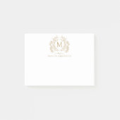 Classic  Gouden Bloemen  Crest Monogram Post-it® Notes (Voorkant)