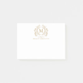 Classic Gouden Bloemen Crest Monogram Post-it® Notes