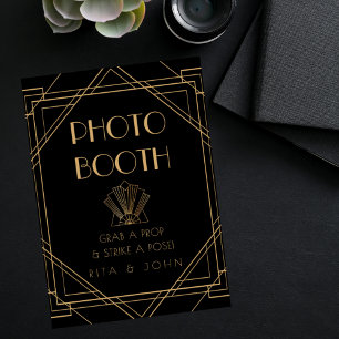 Classic Gouden Fotocabine Trouwbord Poster