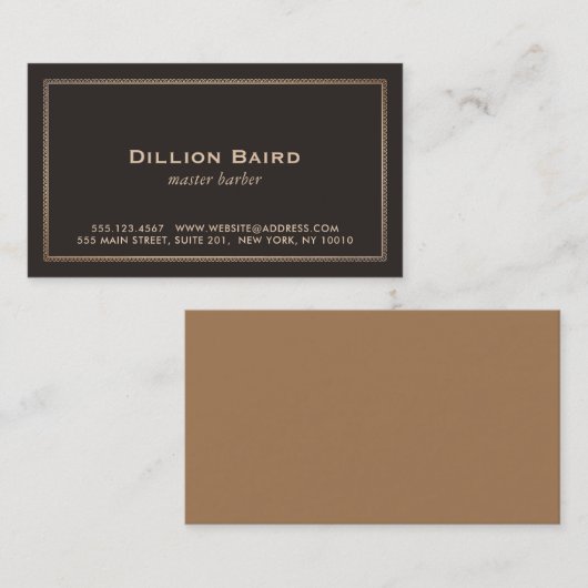 Classic gouden rand donkerbruin visitekaartje (Voorkant / Achterkant)