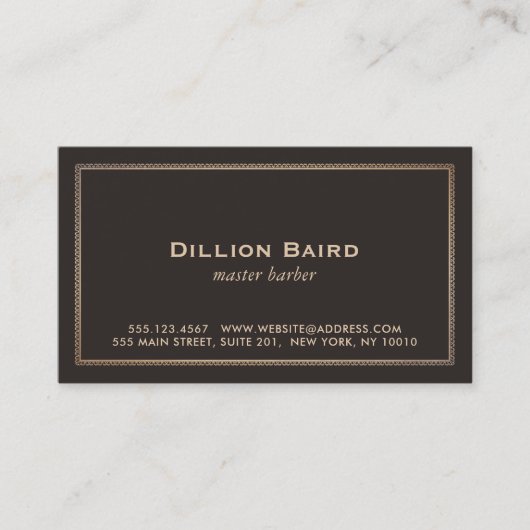 Classic gouden rand donkerbruin visitekaartje (Voorkant)