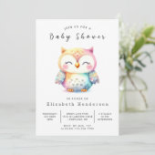 Classic Graceful Owl Baby shower Kaart (Staand voorkant)