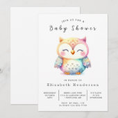 Classic Graceful Owl Baby shower Kaart (Voorkant / Achterkant)