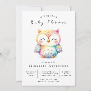Classic Graceful Owl Baby shower Kaart