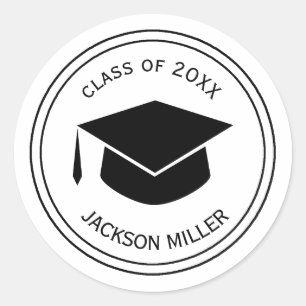 Classic Graduation Cap Gepersonaliseerde Afstudere Ronde Sticker