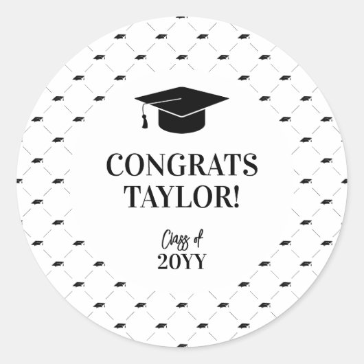 Classic Graduation Cap Personalized Ronde Sticker (Voorkant)