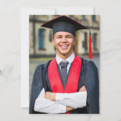 Classic Graduation Cap Rood Goud Football Foto Kaart (Achterkant)