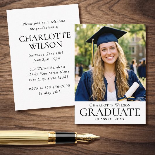 Classic Graduation Invitation Mini Enclosure Card Informatiekaartje