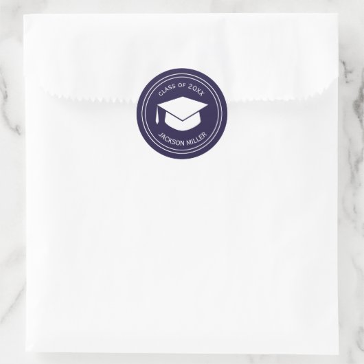 Classic Gradup Deep Blue Afstuderen Ronde Sticker (Tas)