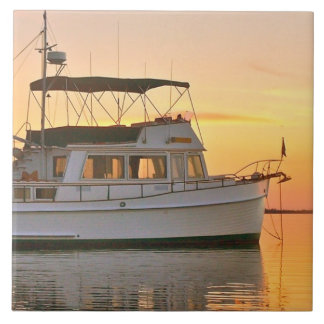 Classic Grand Banks Trawler bij Sunset Tegeltje