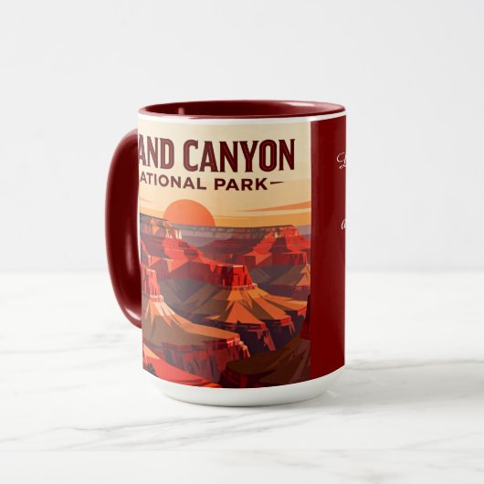 Classic Grand Canyon WPA Style Personalized Mok (Voorkant links)