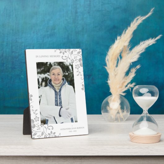 Classic Gray Floral Funeral Service Beste foto Fotoplaat (Zijkant)