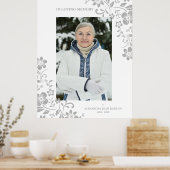 Classic Gray Floral Funeral Service Beste foto Poster (Keuken)