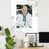 Classic Gray Floral Funeral Service Beste foto Poster (Thuiskantoor)