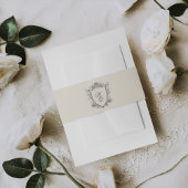 Classic Gray Monogram Formal Floral Crest Wedding Uitnodigingen Wikkel