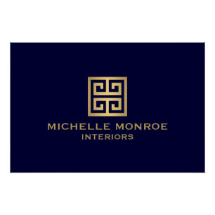 Classic Greek Key Gold/Navy Blue Logo Downloaden Perfect Poster