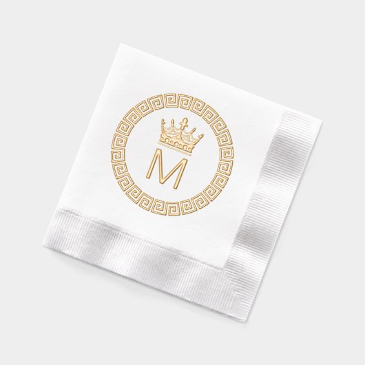 Classic Greek Key S ingelijst Initiaal Crown Monog Folie Servetten (Links)