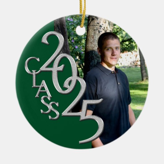 Classic Green 2025 Afstuderen Foto Keramisch Ornament (Voorkant)
