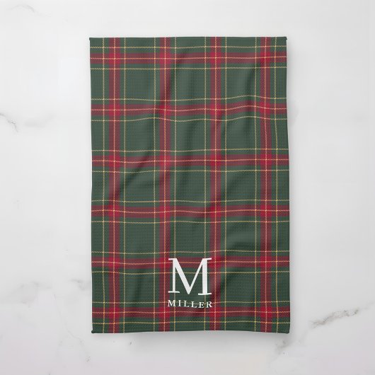 Classic Green and Red Tartan Plaid Christmas Theedoek