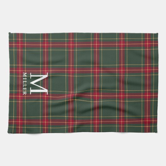 Classic Green and Red Tartan Plaid Christmas Theedoek (Horizontaal)
