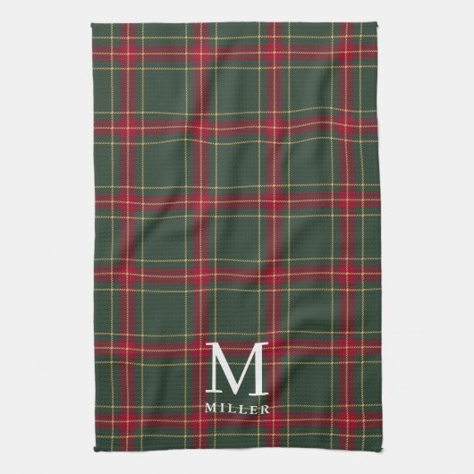 Classic Green and Red Tartan Plaid Christmas Theedoek (Verticaal)