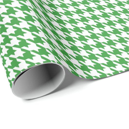 Classic Green and White Houndstooth Pattern Cadeaupapier (Rol Hoek)