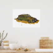 Classic Green Antique Sedan Poster (Keuken)