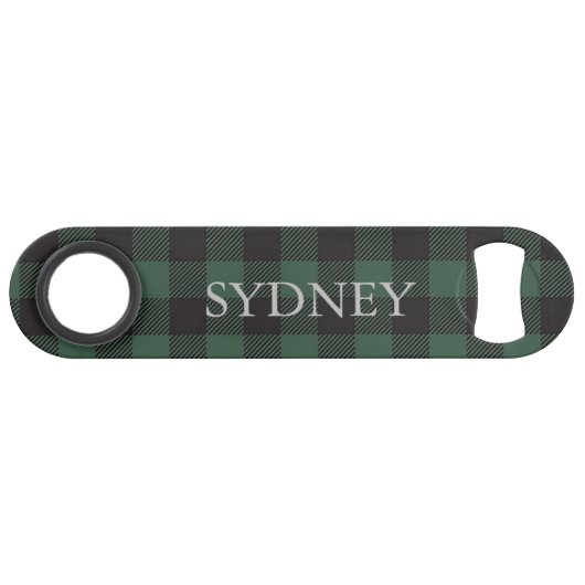 Classic Green Black Buffalo Tartan Aangepast Speed Flessenopener (Voorkant (Horizontaal))