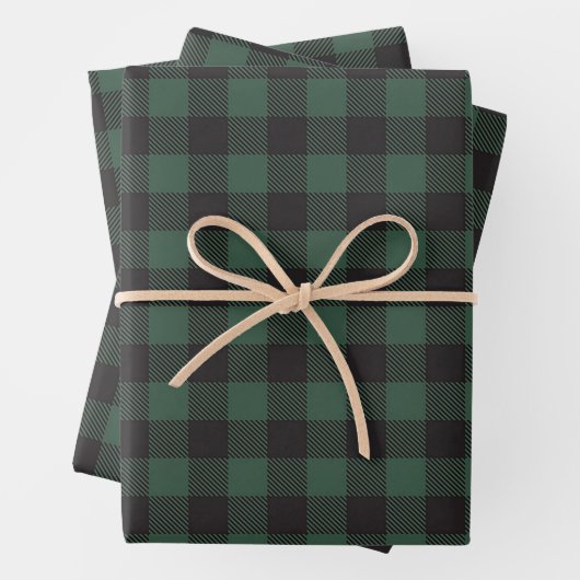 Classic Green Black Buffalo Tartan  Inpakpapier Vel (In situ)
