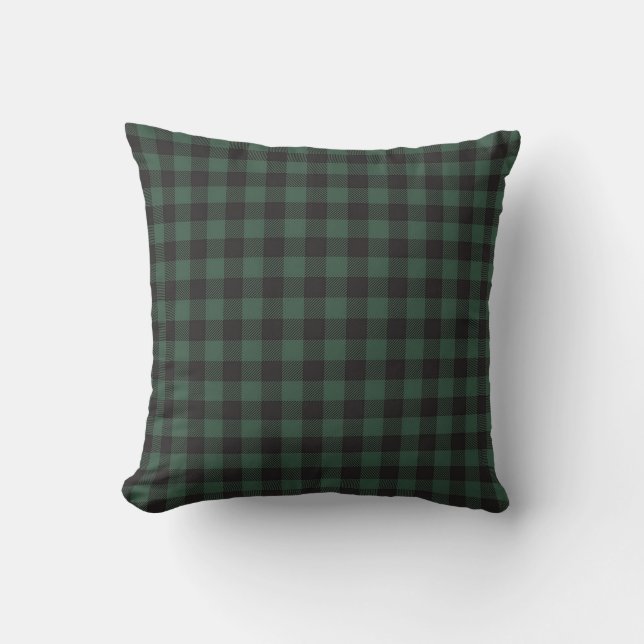 Classic Green Black Buffalo Tartan  Kussen (Voorkant)