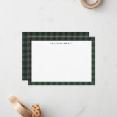 Classic Green Black Buffalo Tartan Persoonlijk Notitiekaartje (Voorkant / Achterkant in situ)
