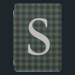 Classic Green Black Buffalo Tartan Pset Monogram iPad Pro Cover<br><div class="desc">Classic Green Black Buffalo Tartan  monogram Hoesje</div>