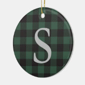 Classic Green Black Buffalo Tartan Pset Monogram Keramisch Ornament (Links)