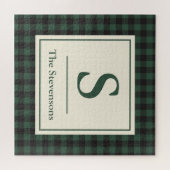 Classic Green Black Buffalo Tartan Pset Monogram Legpuzzel (Horizontaal)
