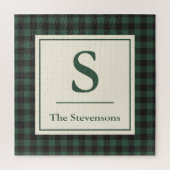 Classic Green Black Buffalo Tartan Pset Monogram Legpuzzel (Verticaal)