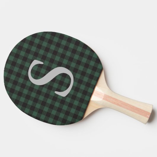 Classic Green Black Buffalo Tartan Pset Monogram Tafeltennisbatje (Zijkant)