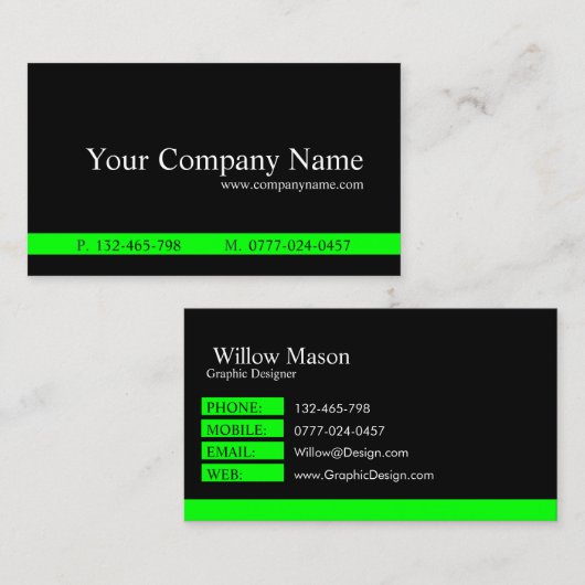 Classic Green Black Professional - Visitekaartje (Voorkant / Achterkant)