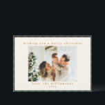 Classic Green Black Tartan Pset 1 Photo Merry Feestdagenkaart<br><div class="desc">Classic Green Black Buffalo Tartan Aangepast foto-feestdag Kaart</div>