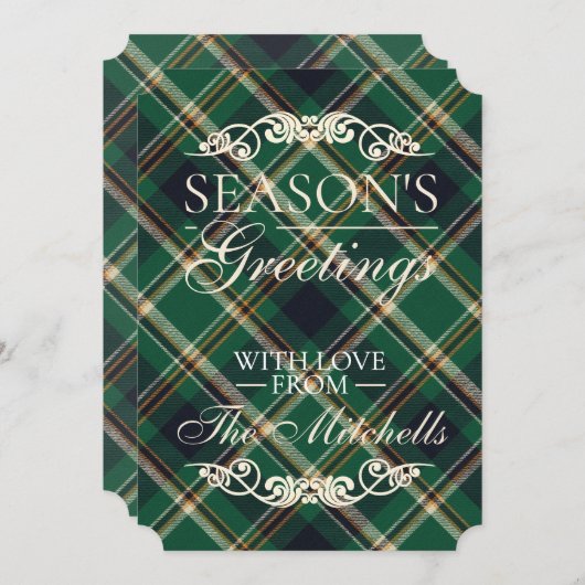 Classic Green Blue Yellow Plaid Pattern Feestdagenkaart (Voorkant / Achterkant)