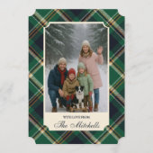Classic Green Blue Yellow Plaid Pattern Holiday Feestdagenkaart (Voorkant)