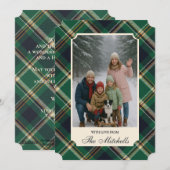 Classic Green Blue Yellow Plaid Pattern Holiday Feestdagenkaart (Voorkant / Achterkant)